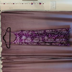 SOLD Gypsy Rose purple witchy celestial batik maxi dress sun moon stars pagan
